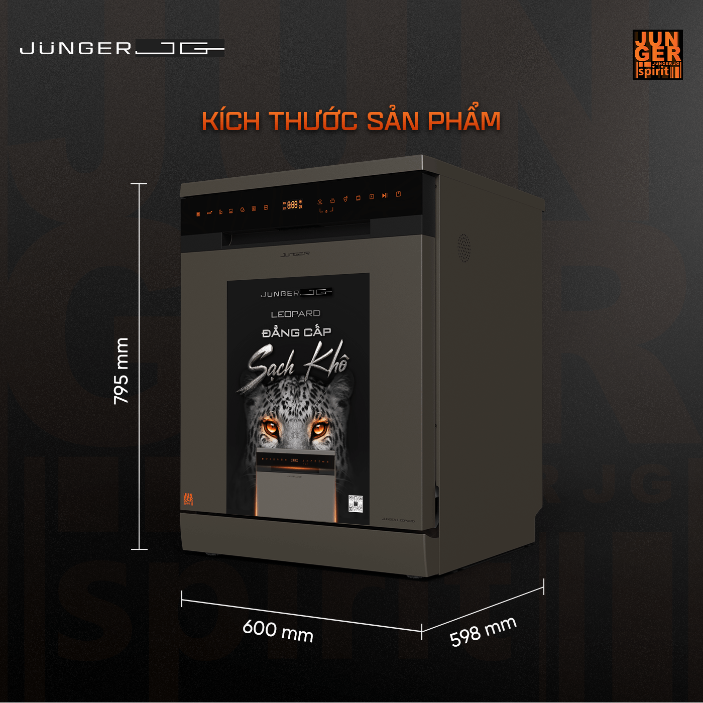 Máy rửa bát Junger JG Leopard DWJ-163-MS